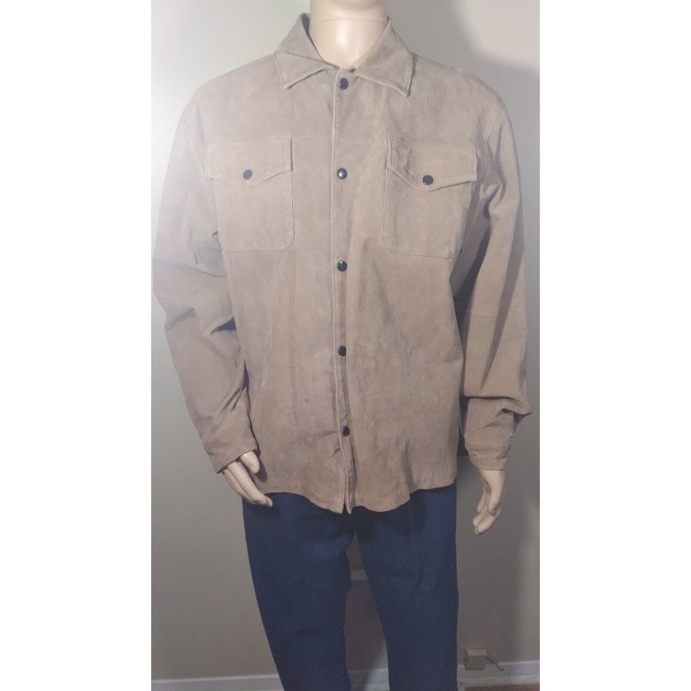 Duke Haband Jeans 100% Brown Genuine Leather Coat Mens Size Large RN 84890